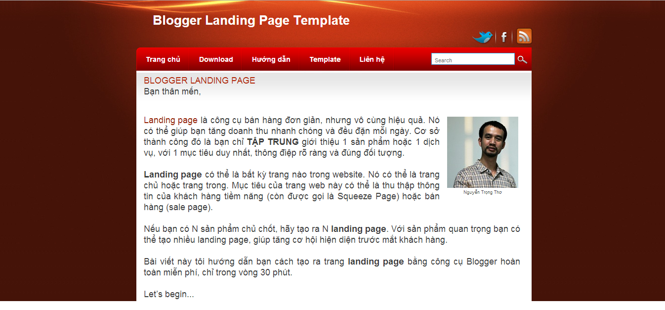 Blogger Landing Page Template